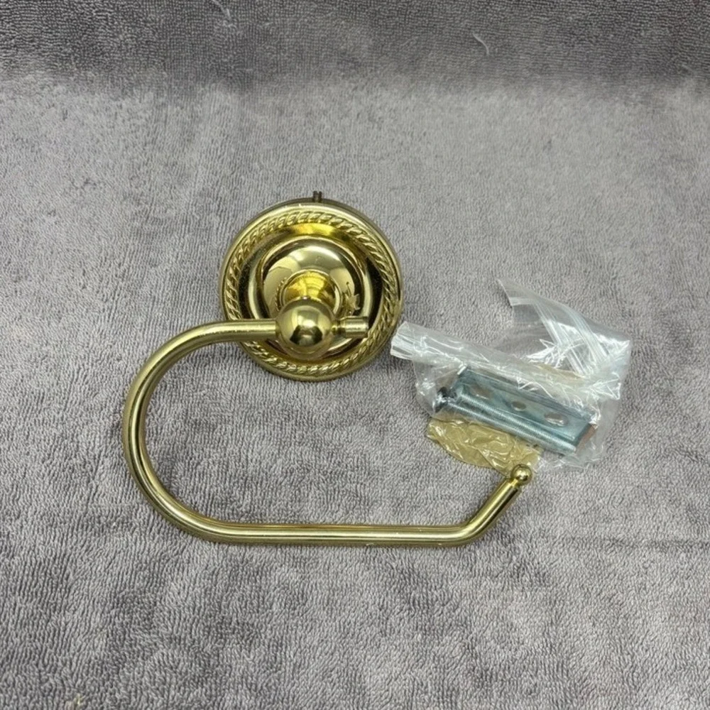 Vintage Polished Brass Rope Twist Wall Mount Toilet‎ Paper Holder Gold Tone